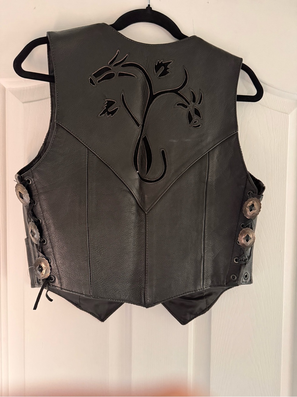 Rare Harley Davidson Screaming eagle Women's Black Leather Vest - Picture 2 of 6
